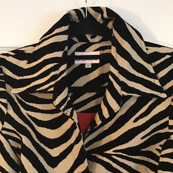 Beautiful black/beige zebra print 3/4 textured coat size S - Picture 2 of 9